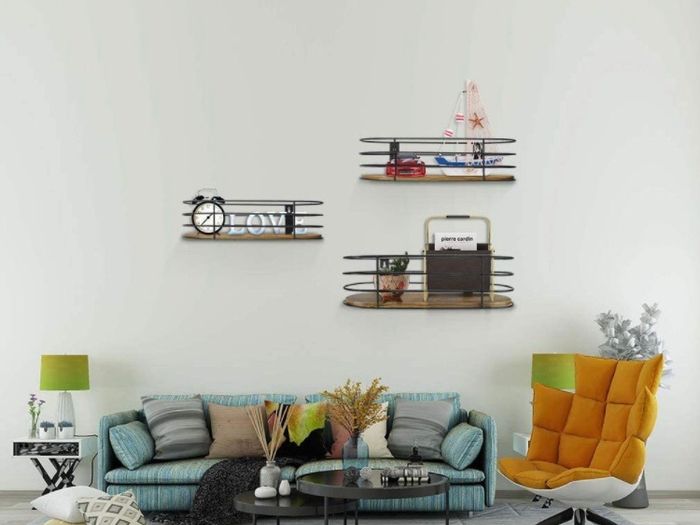 Oval Floating Shelves Pack of 3, Rustic Wall Shelf for Bathroom Bedroom