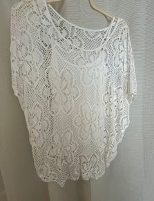 White Crochet Cape Style Top