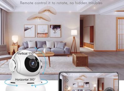 Wifi Camera, Baby Monitor Camera 1080P Smart Security Cameras for Dog, Pet Camera with App for Motion Tracking,Night Vision, Tilt Zoom,Works with Alexa