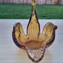 Vintage Amber Hand Blown Glass Swan Center Piece Dish Image 5