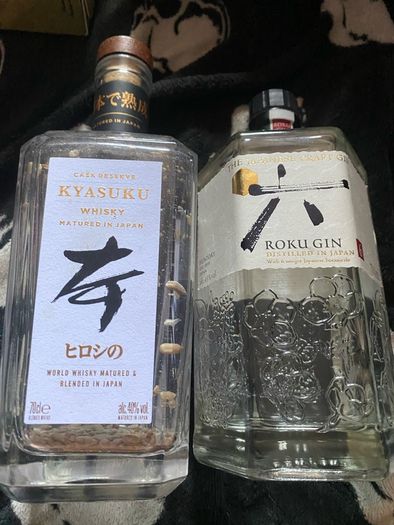 Kyasuku whisky Roku Japan Gin empty Bottles