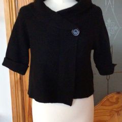 Ladies Black wool blend Peruggi Cardigan Size 10 includes postage