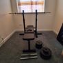 bench press with bar and two dumbbells Image 3