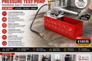 25 Bar Hydrostatic Pressure Test Pump, Test Up to 25 bar 2.5 MPa, 3.2 Gallon Tank, Hydraulic Manual Water Pressure Tester Kit with Two-Unit Gauge &amp; R 1/2 Connection, for Pipeline Fluid Pressure Testin