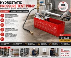 25 Bar Hydrostatic Pressure Test Pump, Test Up to 25 bar 2.5 MPa, 3.2 Gallon Tank, Hydraulic Manual Water Pressure Tester Kit with Two-Unit Gauge & R 1/2 Connection, for Pipeline Fluid Pressure Testin