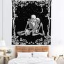 Skull Tapestry, The Kissing Lovers Black and White Tapestries, Moon and Starry Stars Floral Tapestry (MULTIPLE SIZES) Image 7
