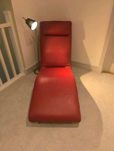 Contemporary red leather lounge couch