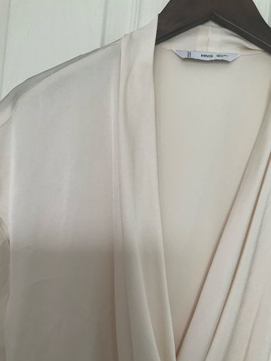 Mango cream satin wrap blouse