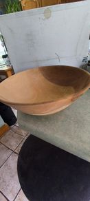 Vintage 11 inches in Di. 4 inches H. Wood Round Dough Bowl Primitive Farmhouse Kitchen Salad Serving