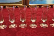 6 Pieces Irish Shamrock Gold Rimmed Footed Shot Glasses