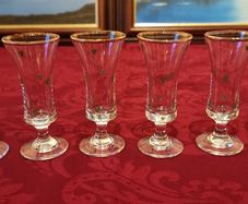 6 Pieces Irish Shamrock Gold Rimmed Footed Shot Glasses
