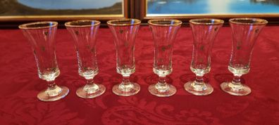6 Pieces Irish Shamrock Gold Rimmed Footed Shot Glasses