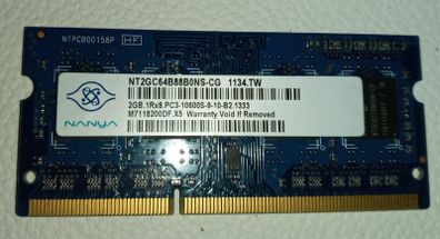 Nanya 2GB 1rx8 PC3 10600s Laptop Ram