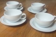 Denby White 8oz Cappuccino Coffee Cups and Saucers,  Set of 4