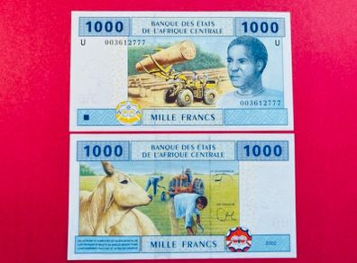 Central African States. 1000 Francs. 2002  Pick 207a  ( U ) Cameroon. ( Uncirculated )