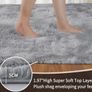 60x120cm, Grey Runner rug for Bedroom, Washable Anti Slip Fluffy Rug Shaggy Soft Modern Floor Carpets Mat Beside Rugs for Kids Hallway Living Room Image 2