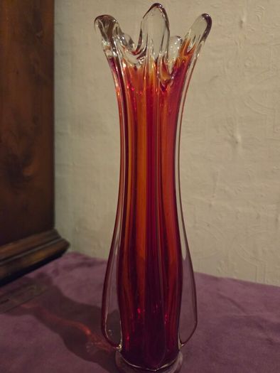 Mid Century Glass Swung Vase