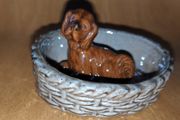 Wade basket with puppy figurine Ring/Trinket  Dish