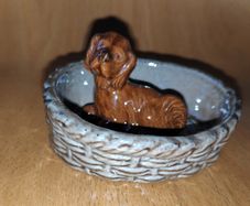 Wade basket with puppy figurine Ring/Trinket  Dish