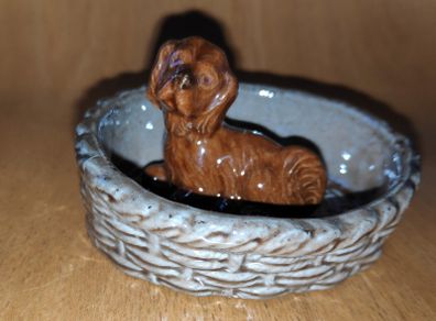 Wade basket with puppy figurine Ring/Trinket  Dish