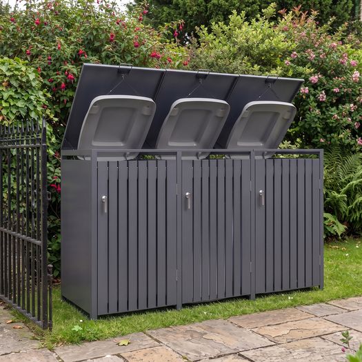 Premium Metal Wheelie Bin Shelter 3 Bay