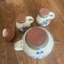 Pottery tea pot and a pair of matching mugs Image 8