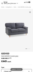 2 seater sofa grey