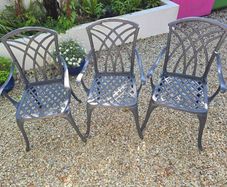 3 Cast Aluminium Patio Garden Chairs
