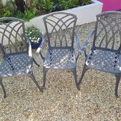 3 Cast Aluminium Patio Garden Chairs