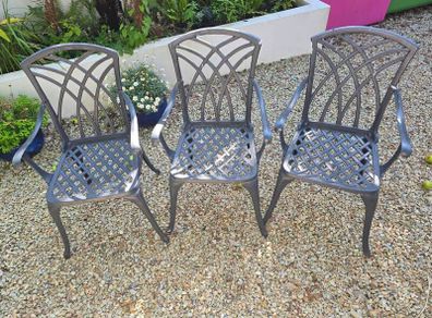 3 Cast Aluminium Patio Garden Chairs