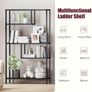 Black Bookshelf, Industrial Bookcase Open Storage Shelves with Metal Frame, Freestanding Display Rack Tall Shelving Unit for Living Room, Bedroom, Office, Black Image 3