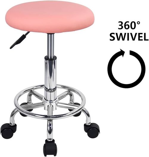 Swivel Rolling Stool Height Adjustable PU Leather Cushion Salon Vanity Massage Office Stool Chair Small