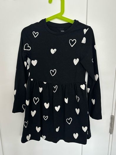 M&S dress for a girl with hearts, 122cm, 6-7 years