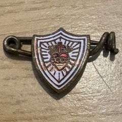Antique Copper And enameled Pioneer pin badge
