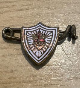 Antique Copper And enameled Pioneer pin badge