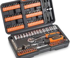 Socket Set Socket Set Comprising: Extension Bar, Coupler, Ratchet and Socket Wrench Set and Screwdriver Bit Sets with Carry Case 130 Piece Ratchet Set with Screwdriver Bits (FREE POSTAGE)