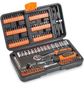 Socket Set Socket Set Comprising: Extension Bar, Coupler, Ratchet and Socket Wrench Set and Screwdriver Bit Sets with Carry Case 130 Piece Ratchet Set with Screwdriver Bits (FREE POSTAGE)