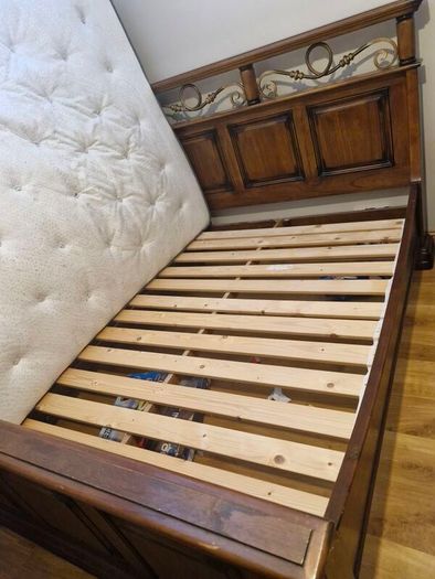 Bed. King size. Oak or cherrywood.  Antique.