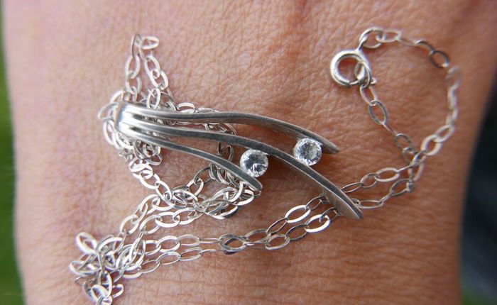 Vintage Sterling Silver 925 Pendant  Necklace 2,5g length - 17"