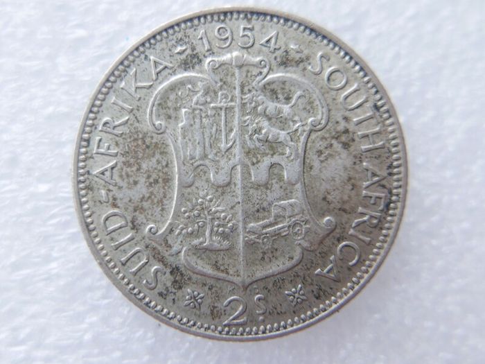 1954 South Africa 2 Shillings Silver Coin