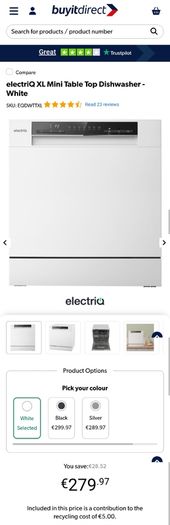 electriQ XL Mini Table Top Dishwasher