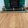Art Nouveau orbed style cast brass hearth fender with a pair of companion orbed fire dogs Image 8