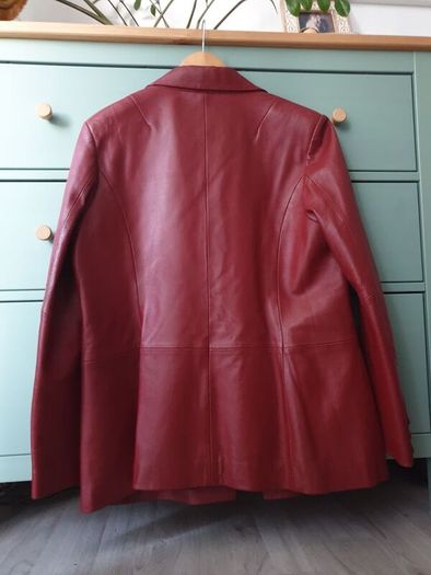 Burgundy Red Leather Jacket Size Uk 16