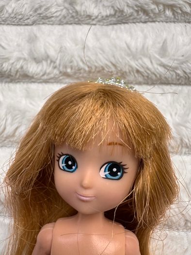 Arklu Lottie Doll Blonde Hair Blue Eye Princess Doll Tiara Loose legs approx. 18 cm. Used Please see photos