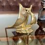 Mid Century Modern Vintage Brass Sloop Ship Paperweight Image 5