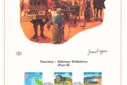 1983 Alderney Limited Edition Lithographed Print measuring 333mm X 257mm showing Alderney Definitive (Part II) stamps with First Day of Issue Cancel