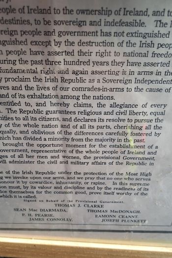 Irish proclamation framed