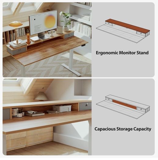 Electric Adjustable Height Desk with 2 Drawers