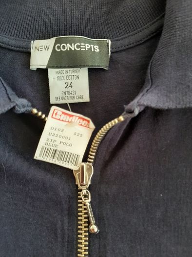 New tee shirt size 24 zip polo100% cotton