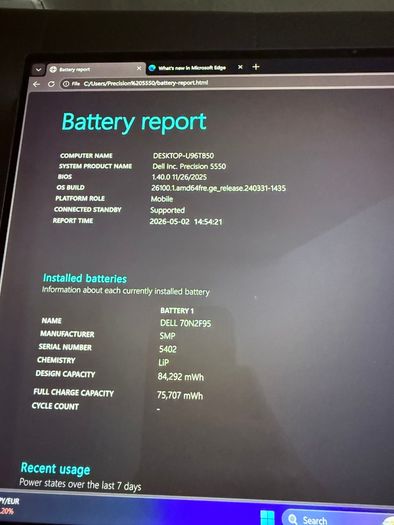 Dell Precision 5550 Laptop i7/32GB/512SSD/4KOled/Nvidia